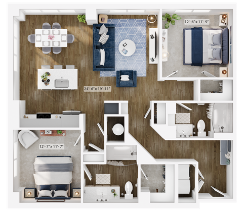 a 1 bedroom floor plan with a bathroom and a living room